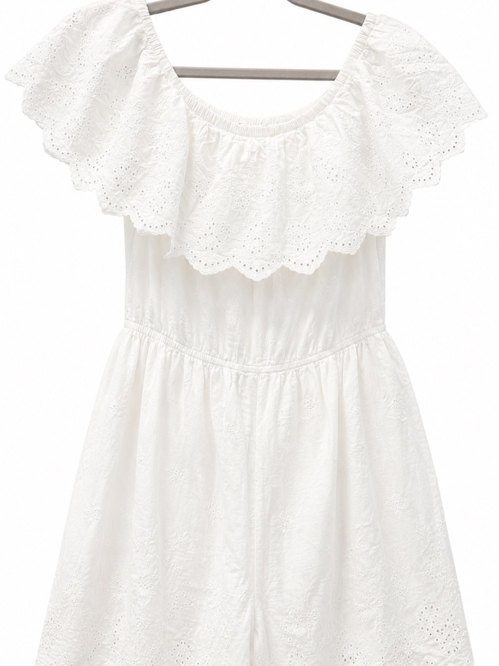 White Eyelet Off-Shoulder Romper